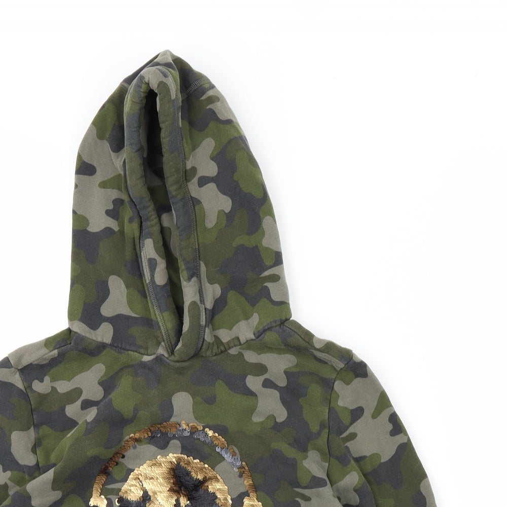 NEXT Boys Green Camouflage  Pullover Hoodie Size 12 Years  - Skull
