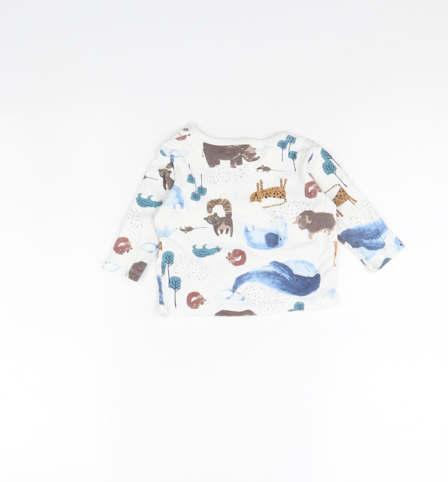m&s Baby White Animal Print  Basic Blouse Size 3-6 Months