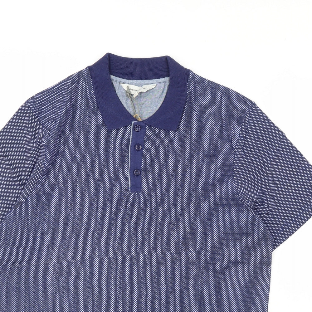 kangaroo poo Mens Blue Polka Dot   Polo Size L