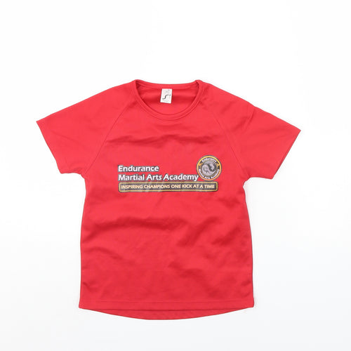 Preworn Boys Red   Basic T-Shirt Size 6 Years  - martial arts