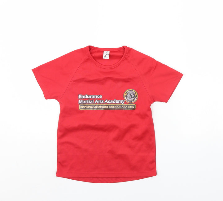 Preworn Boys Red   Basic T-Shirt Size 6 Years  - martial arts