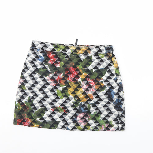 Topshop Womens Black Geometric  Mini Skirt Size 8