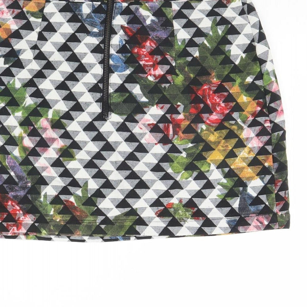 Topshop Womens Black Geometric  Mini Skirt Size 8