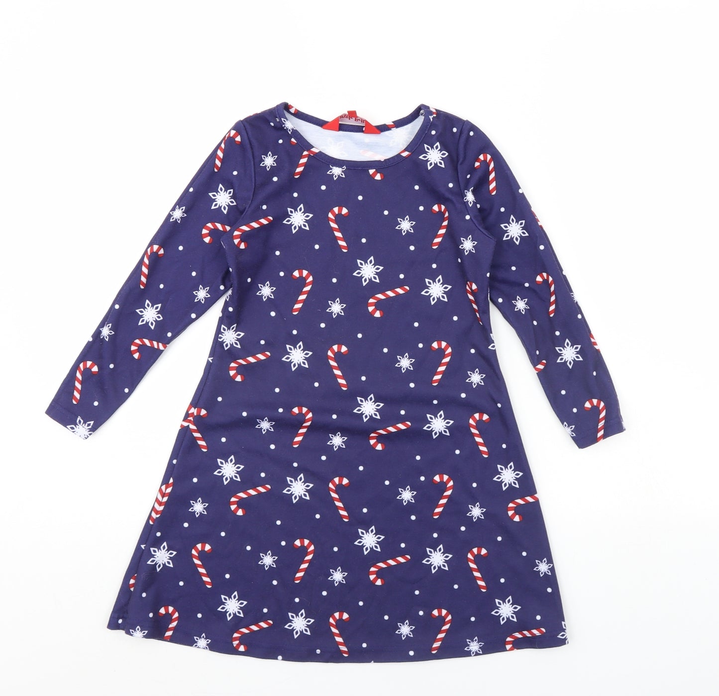 Jingle Bells Girls Blue Spotted  Fit & Flare  Size 8 Years  - Christmas Dress