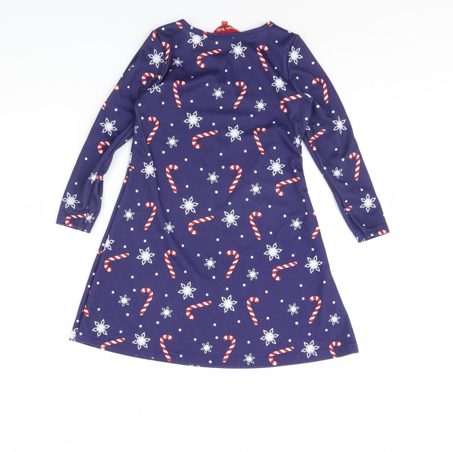 Jingle Bells Girls Blue Spotted  Fit & Flare  Size 8 Years  - Christmas Dress