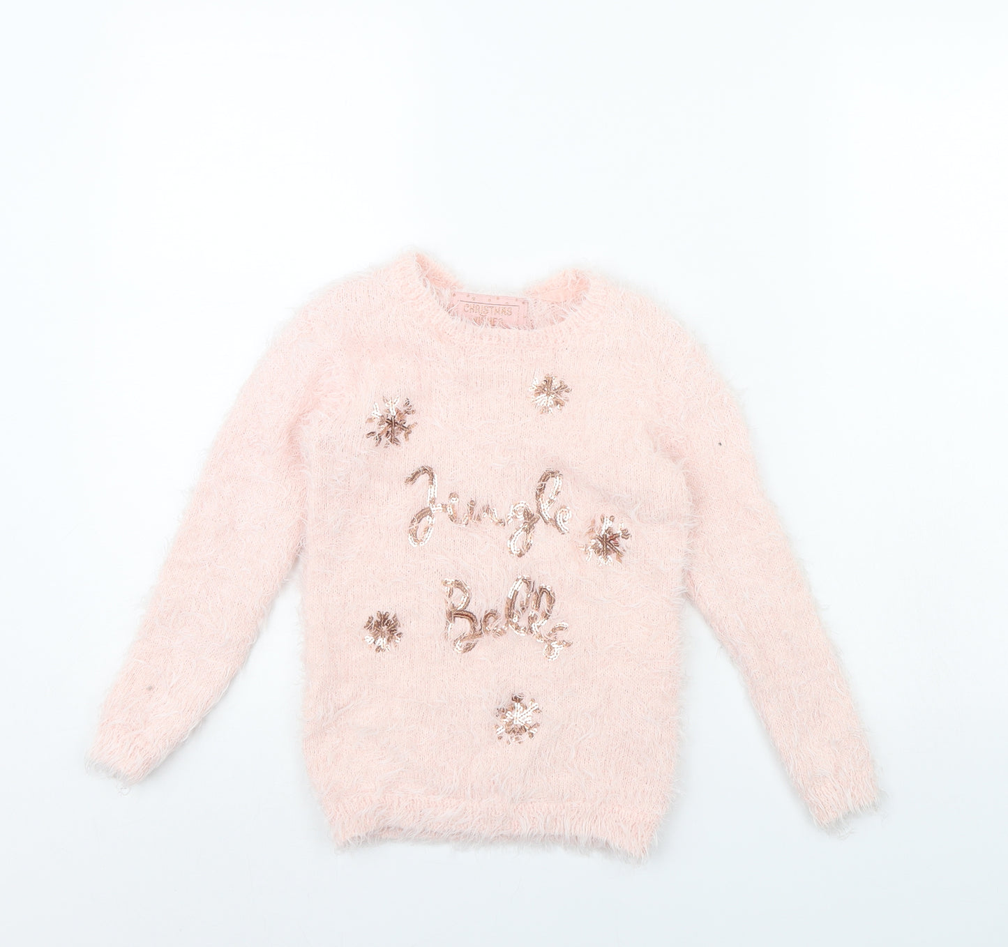 Primark Girls Pink   Pullover Jumper Size 7 Years  - Christmas jumper
