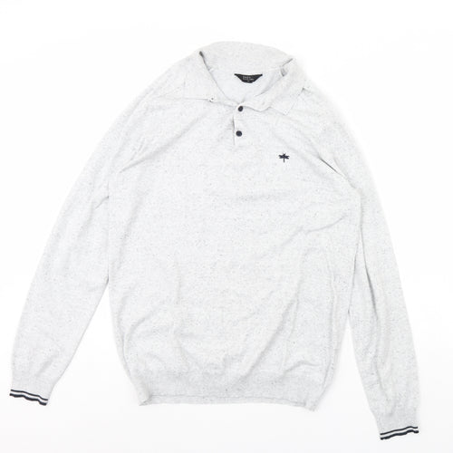 Easy Mens Grey   Henley Jumper Size M