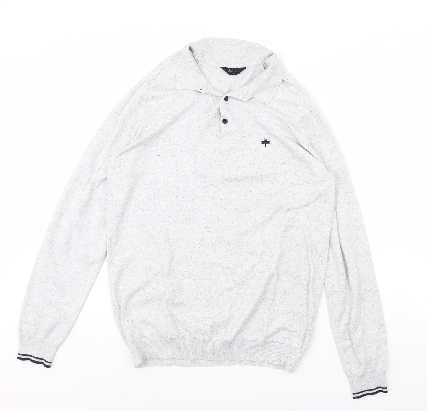 Easy Mens Grey   Henley Jumper Size M