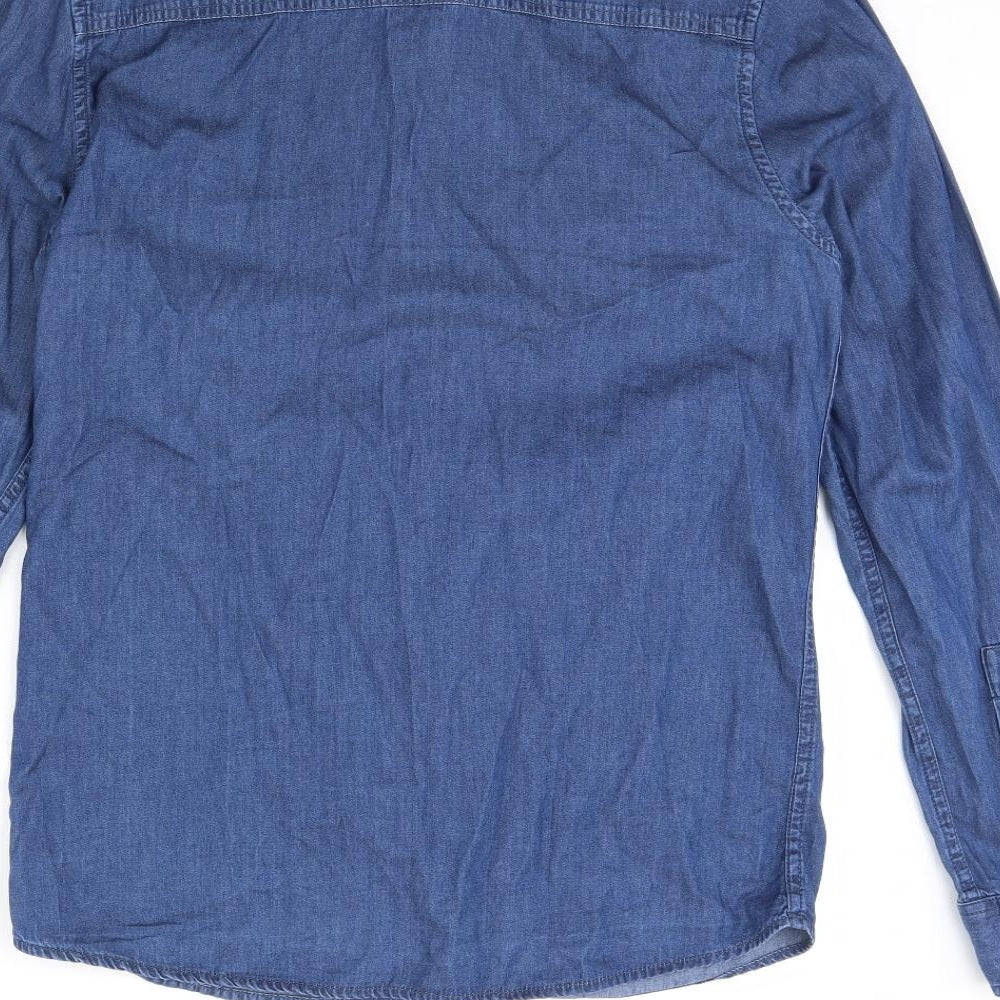 Peacocks Mens Blue  Denim  Button-Up Size S