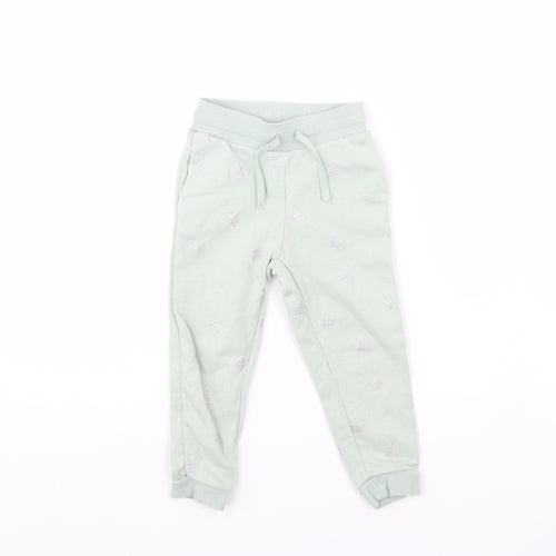 H&M Girls Green Animal Print  Jogger Trousers Size 2 Years