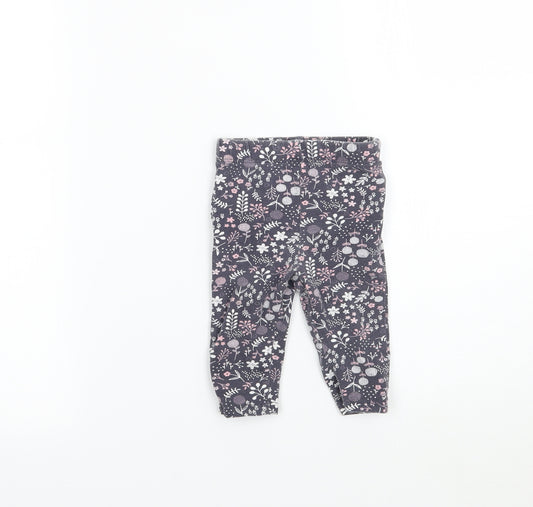 Front view of George girls’ grey floral capri leggings, size 3-6, months