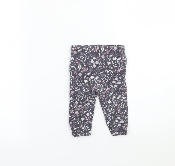 George Girls Grey Floral  Capri Leggings Size 3-6 Months