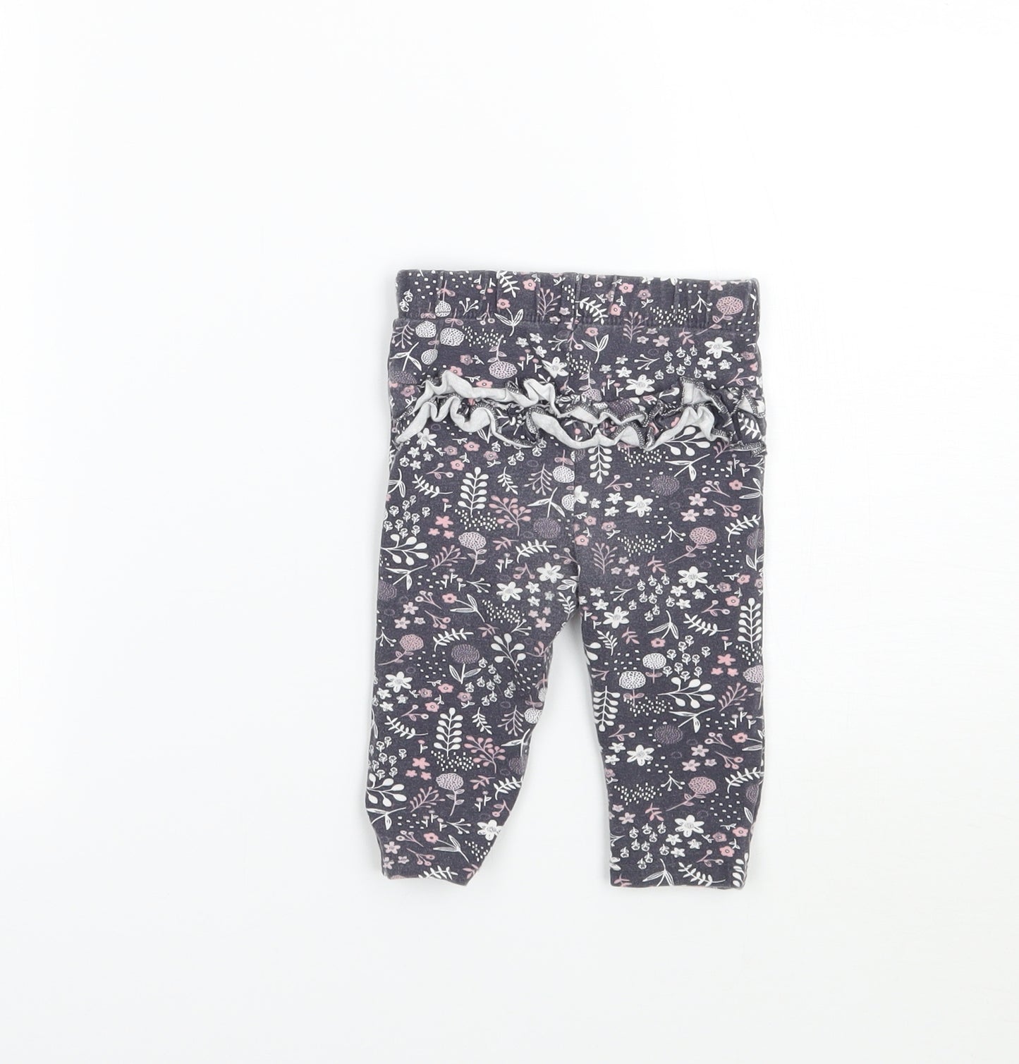 George Girls Grey Floral  Capri Leggings Size 3-6 Months