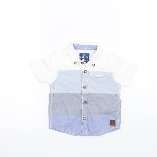 F&F Boys Blue Striped  Basic Button-Up Size 3-6 Months