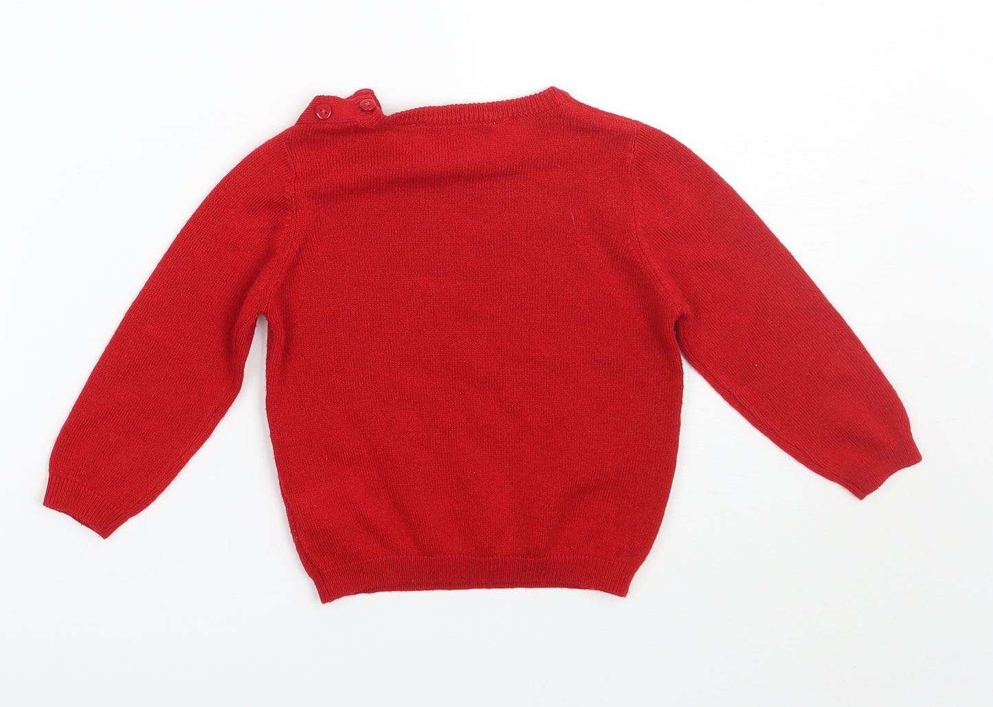 Peacocks Baby Red   Pullover Jumper Size 9-12 Months  - Christmas
