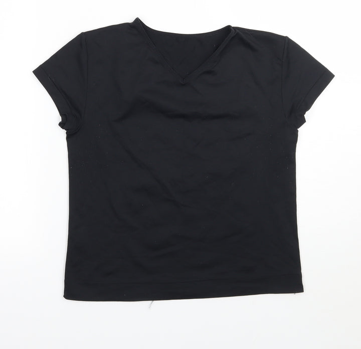 Preworn Womens Black Basic T-Shirt Size 14