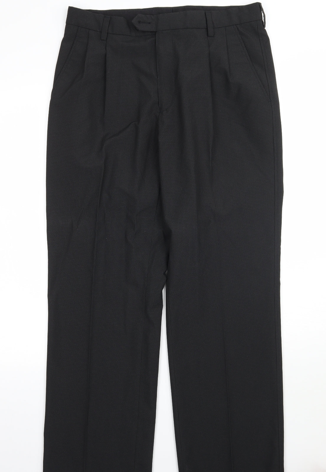 NEXT Mens Black Check  Trousers  Size 32 L29 in