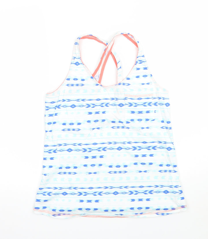 TU Womens White Geometric  Basic Tank Size 12