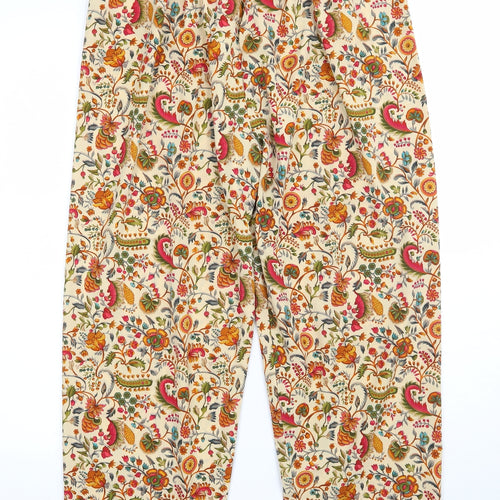 Preworn Womens Beige Floral  Bloomer Trousers Size 8 L29 in