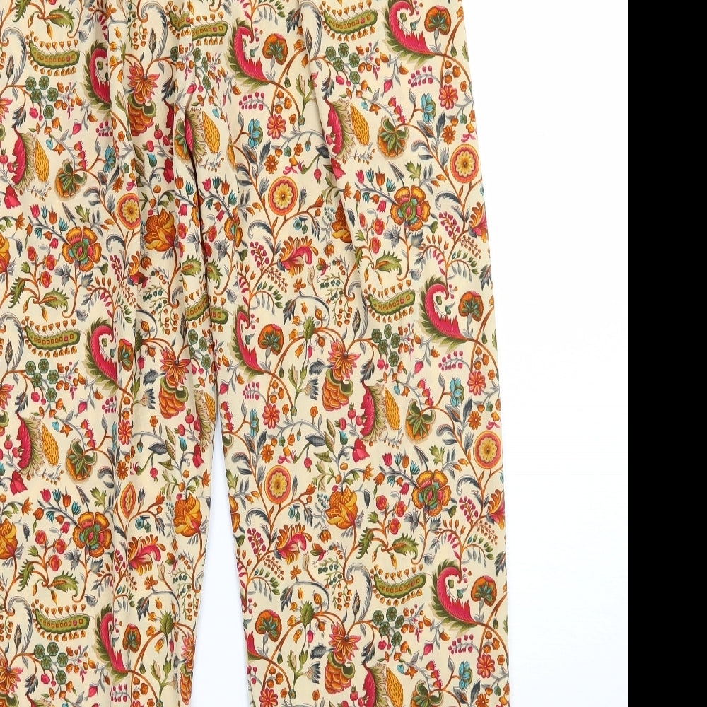 Preworn Womens Beige Floral  Bloomer Trousers Size 8 L29 in