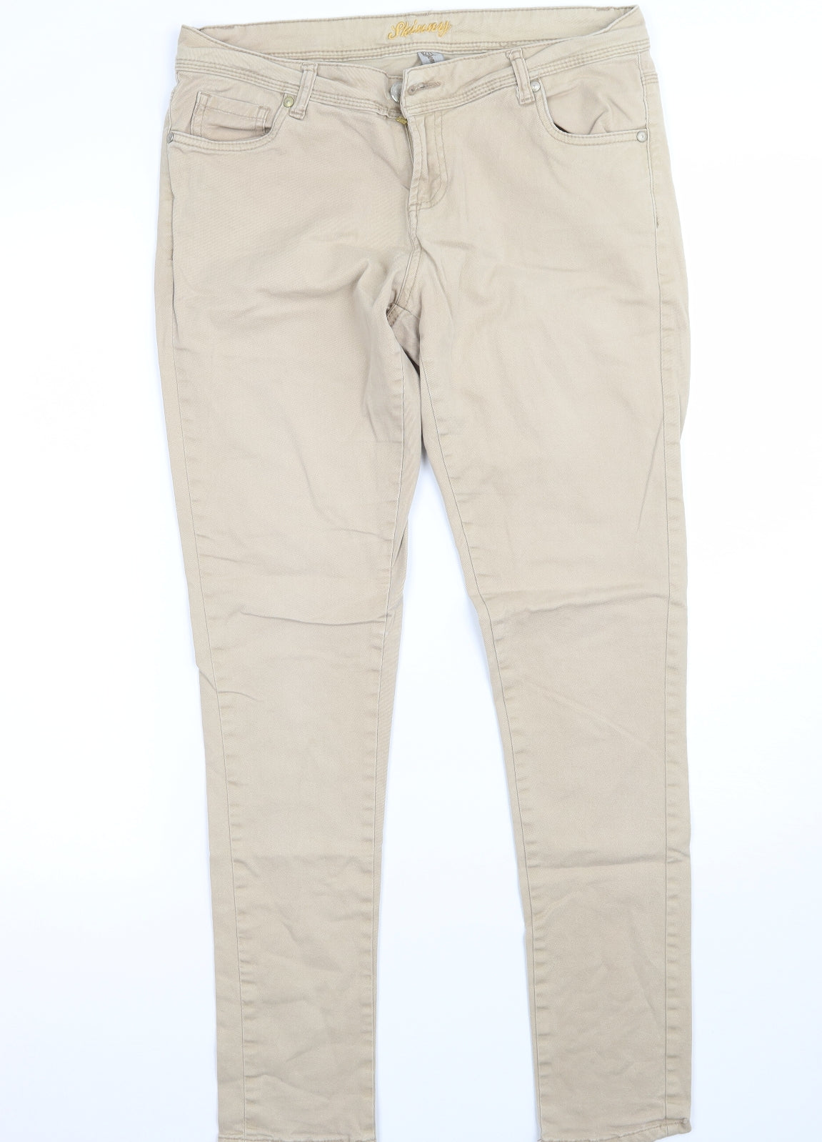 Denim & Co. Womens Beige   Skinny Jeans Size 12 L29 in