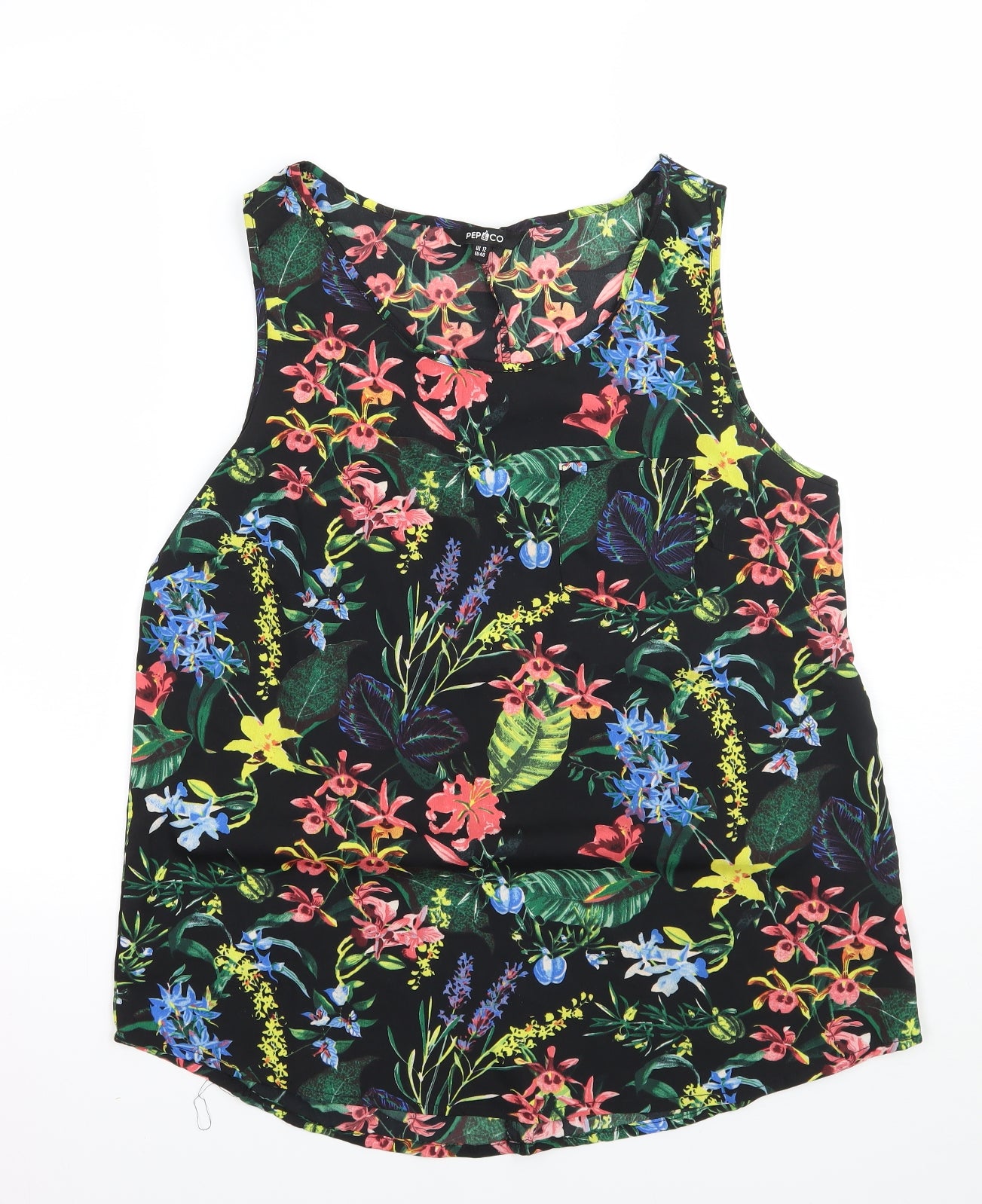 Pep&co Womens Black Floral  Basic Blouse Size 12