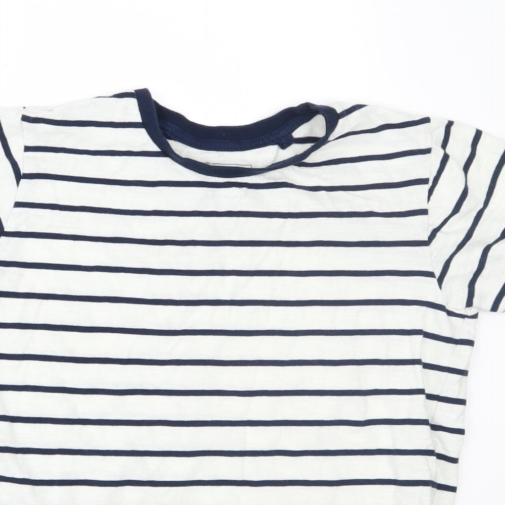 NEXT Boys White Striped  Basic T-Shirt Size 9 Years