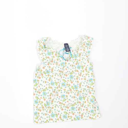 Gap Girls White Floral  Basic T-Shirt Size 18-24 Months