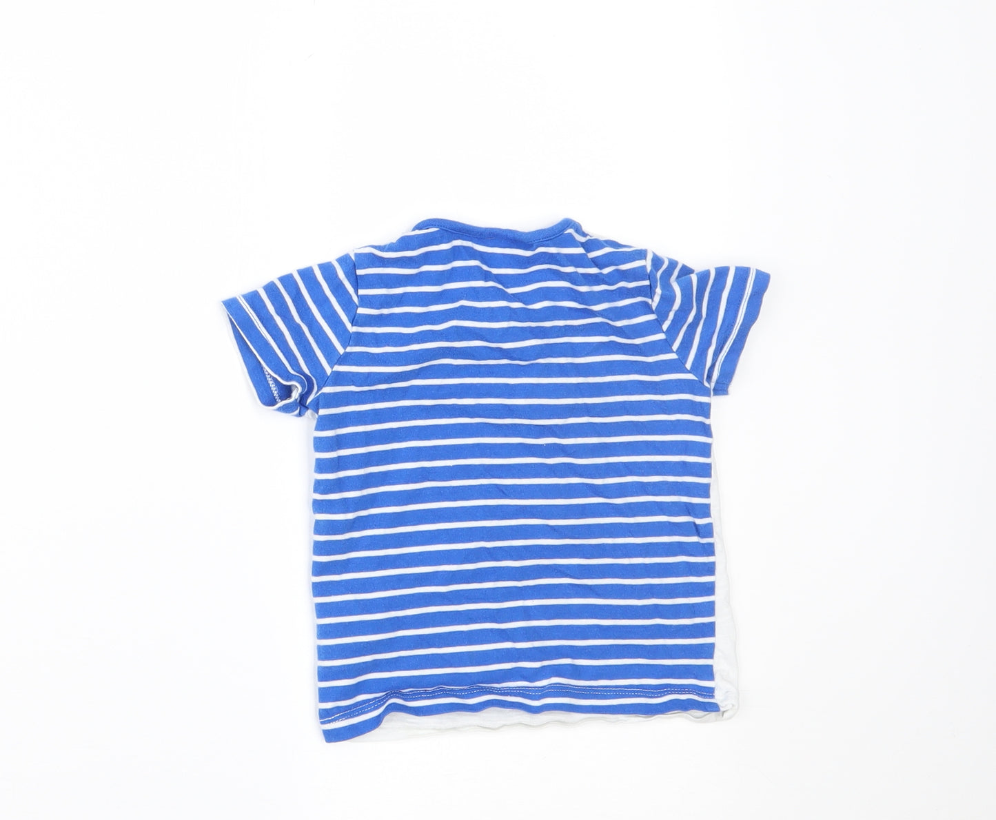 NEXT Boys Blue Striped  Basic T-Shirt Size 9-12 Months  - tractor