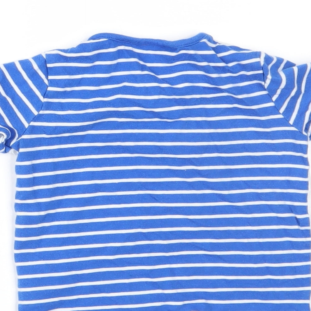 NEXT Boys Blue Striped  Basic T-Shirt Size 9-12 Months  - tractor