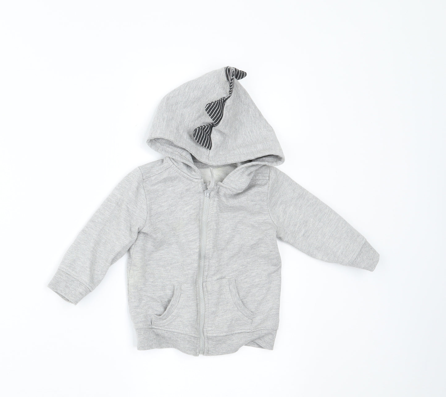 George Boys Grey   Full Zip Jumper Size 3-6 Months  - HOOD DETAIL