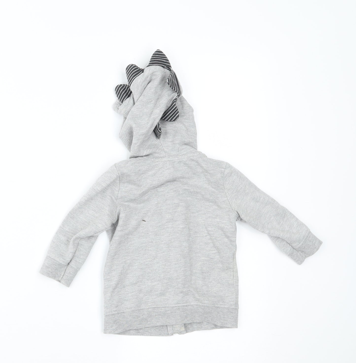 George Boys Grey   Full Zip Jumper Size 3-6 Months  - HOOD DETAIL
