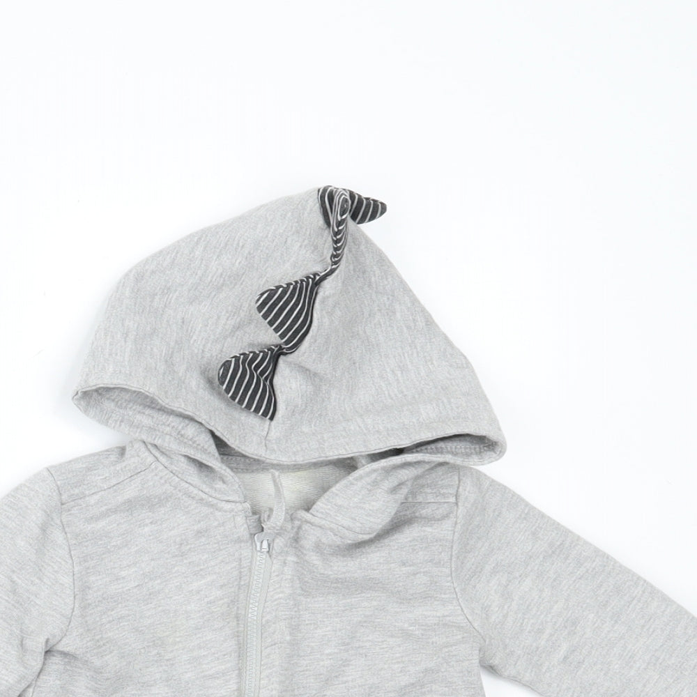 George Boys Grey   Full Zip Jumper Size 3-6 Months  - HOOD DETAIL