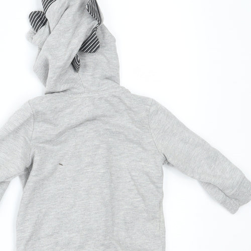 George Boys Grey   Full Zip Jumper Size 3-6 Months  - HOOD DETAIL
