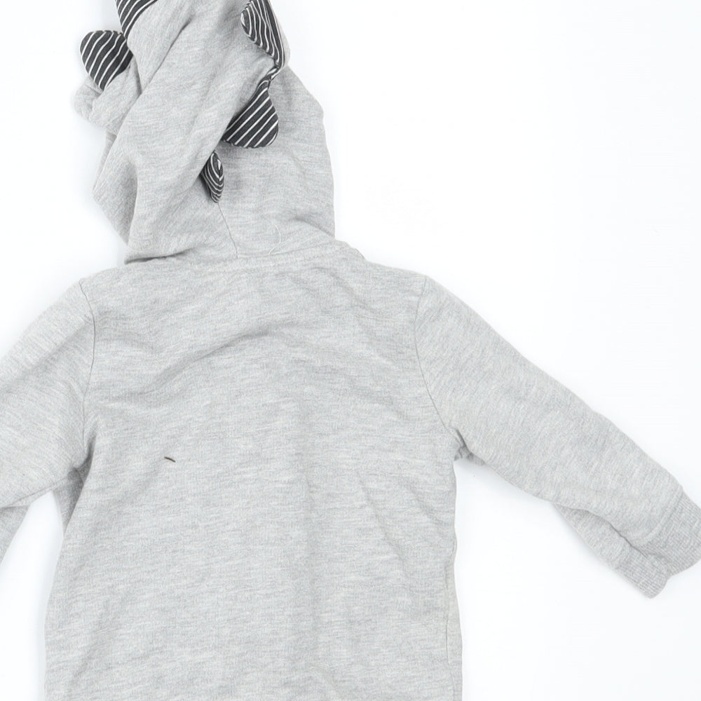 George Boys Grey   Full Zip Jumper Size 3-6 Months  - HOOD DETAIL