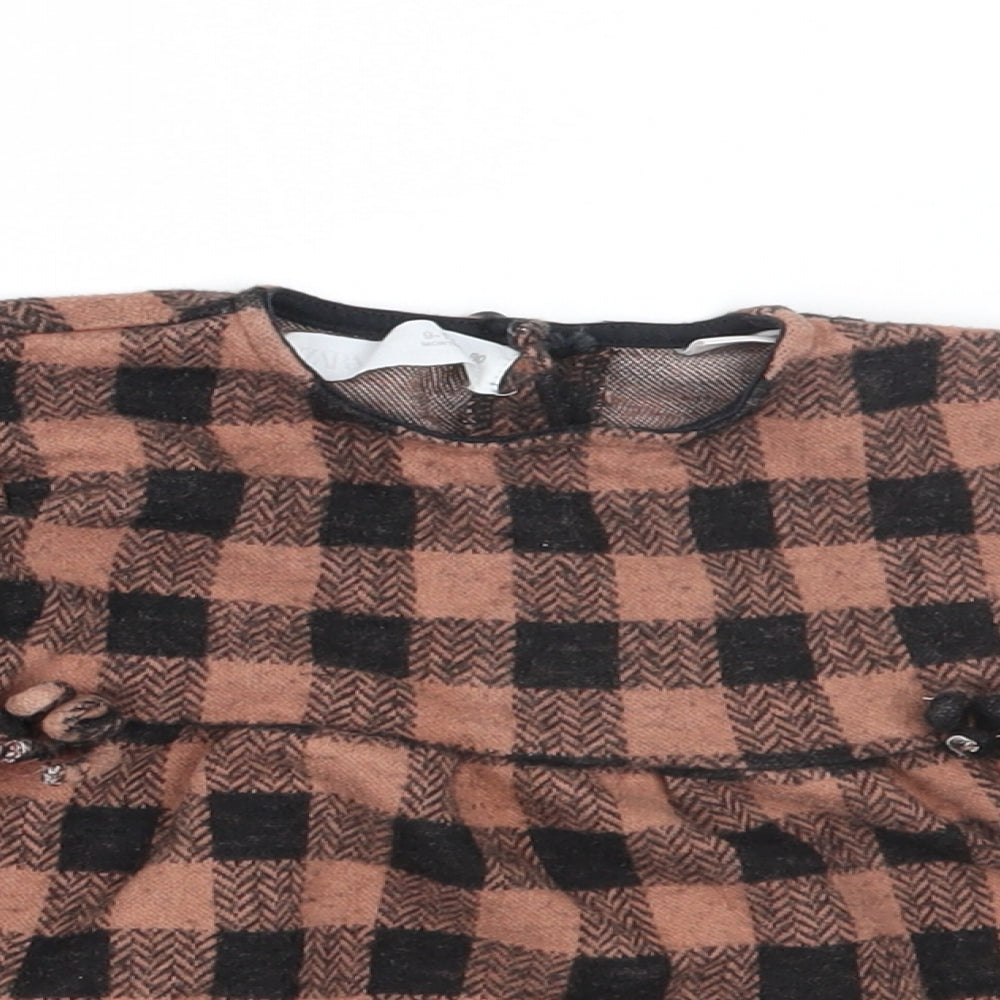 Zara Girls Brown Check  A-Line  Size 9-12 Months