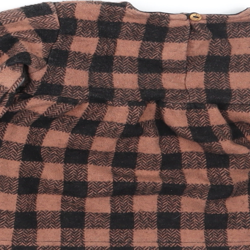 Zara Girls Brown Check  A-Line  Size 9-12 Months