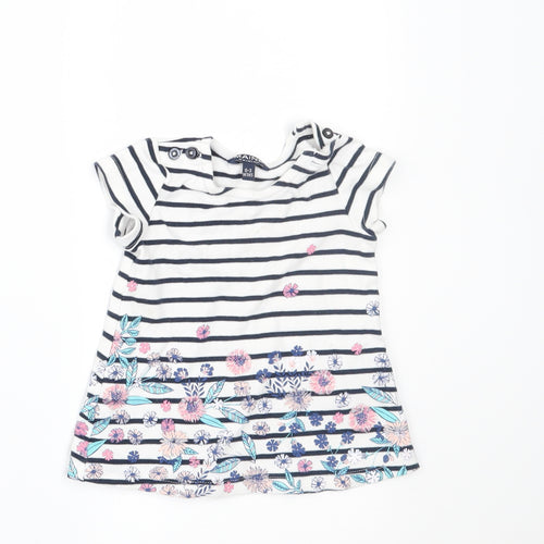 Maine New England Girls White Striped  T-Shirt Dress  Size 0-3 Months