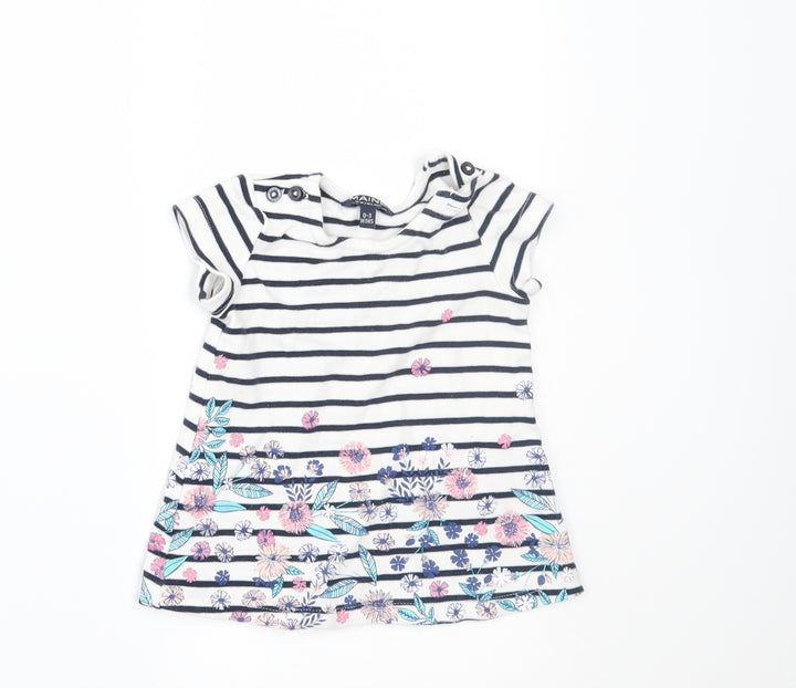 Maine New England Girls White Striped  T-Shirt Dress  Size 0-3 Months