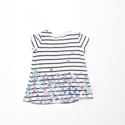 Maine New England Girls White Striped  T-Shirt Dress  Size 0-3 Months