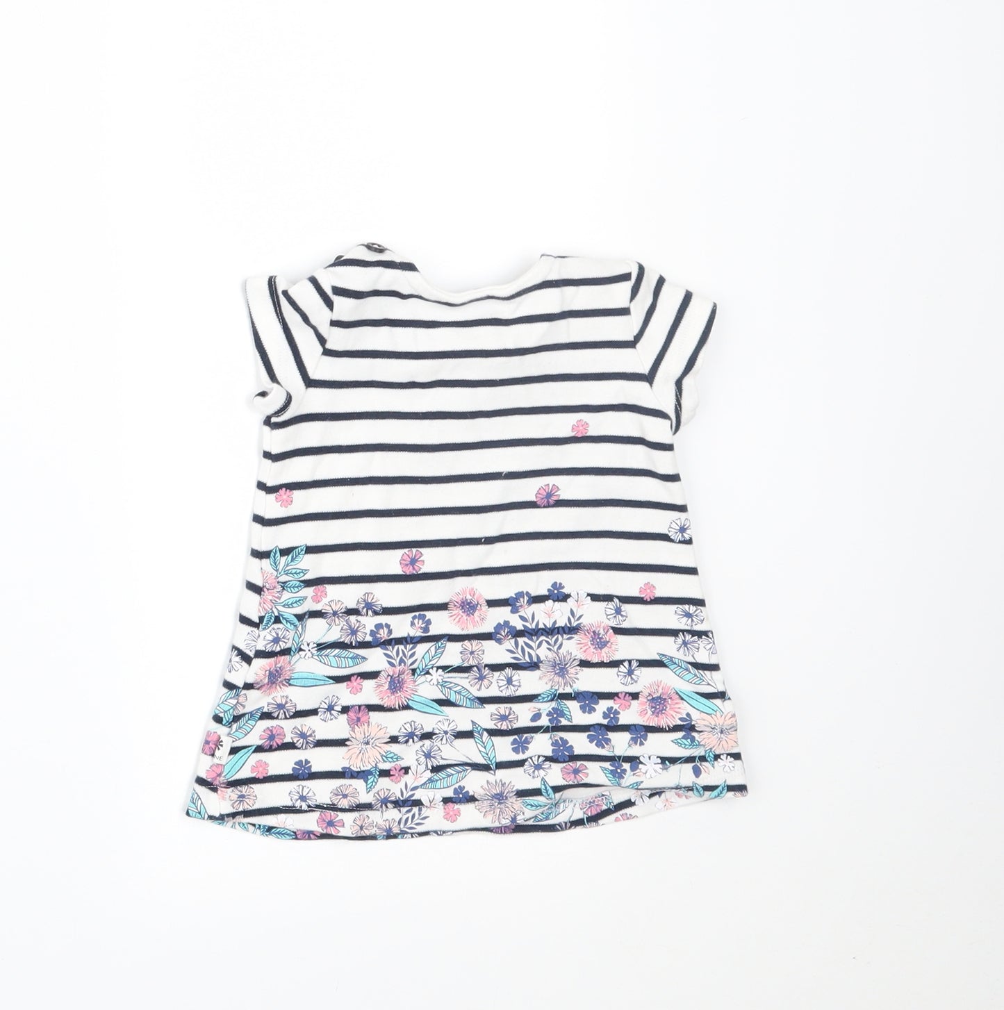 Maine New England Girls White Striped  T-Shirt Dress  Size 0-3 Months