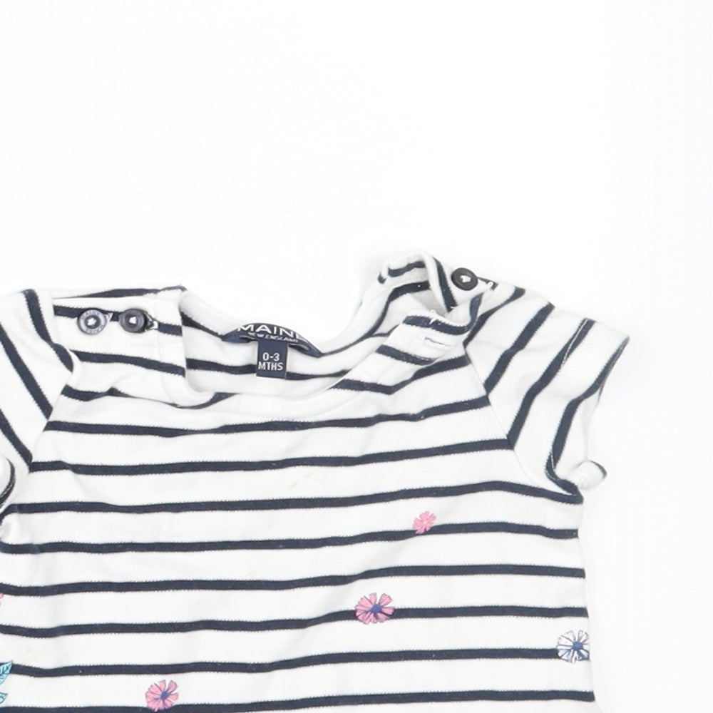 Maine New England Girls White Striped  T-Shirt Dress  Size 0-3 Months