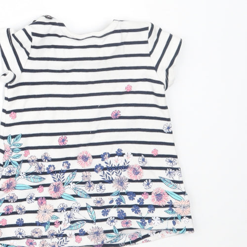 Maine New England Girls White Striped  T-Shirt Dress  Size 0-3 Months