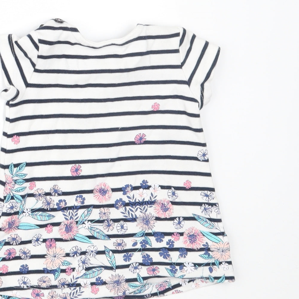 Maine New England Girls White Striped  T-Shirt Dress  Size 0-3 Months
