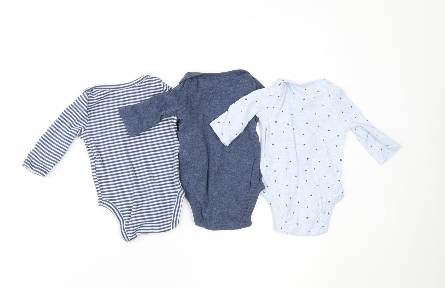 Gap Boys Blue Striped  Basic T-Shirt Size 0-3 Months  - PACK OF THREE BODYSUITS