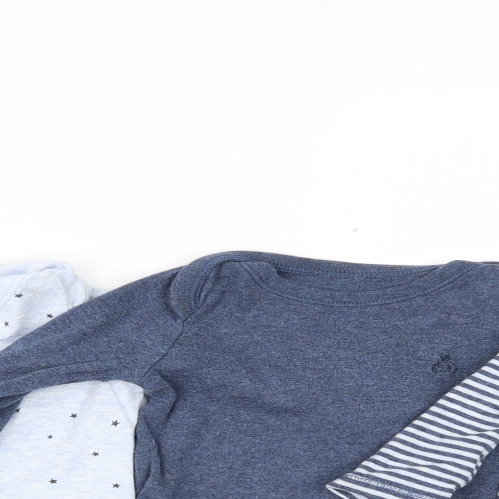 Gap Boys Blue Striped  Basic T-Shirt Size 0-3 Months  - PACK OF THREE BODYSUITS