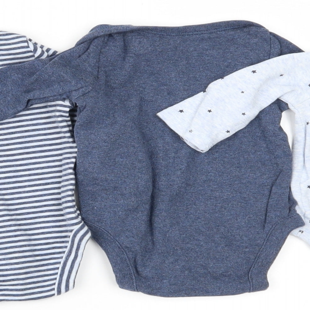 Gap Boys Blue Striped  Basic T-Shirt Size 0-3 Months  - PACK OF THREE BODYSUITS