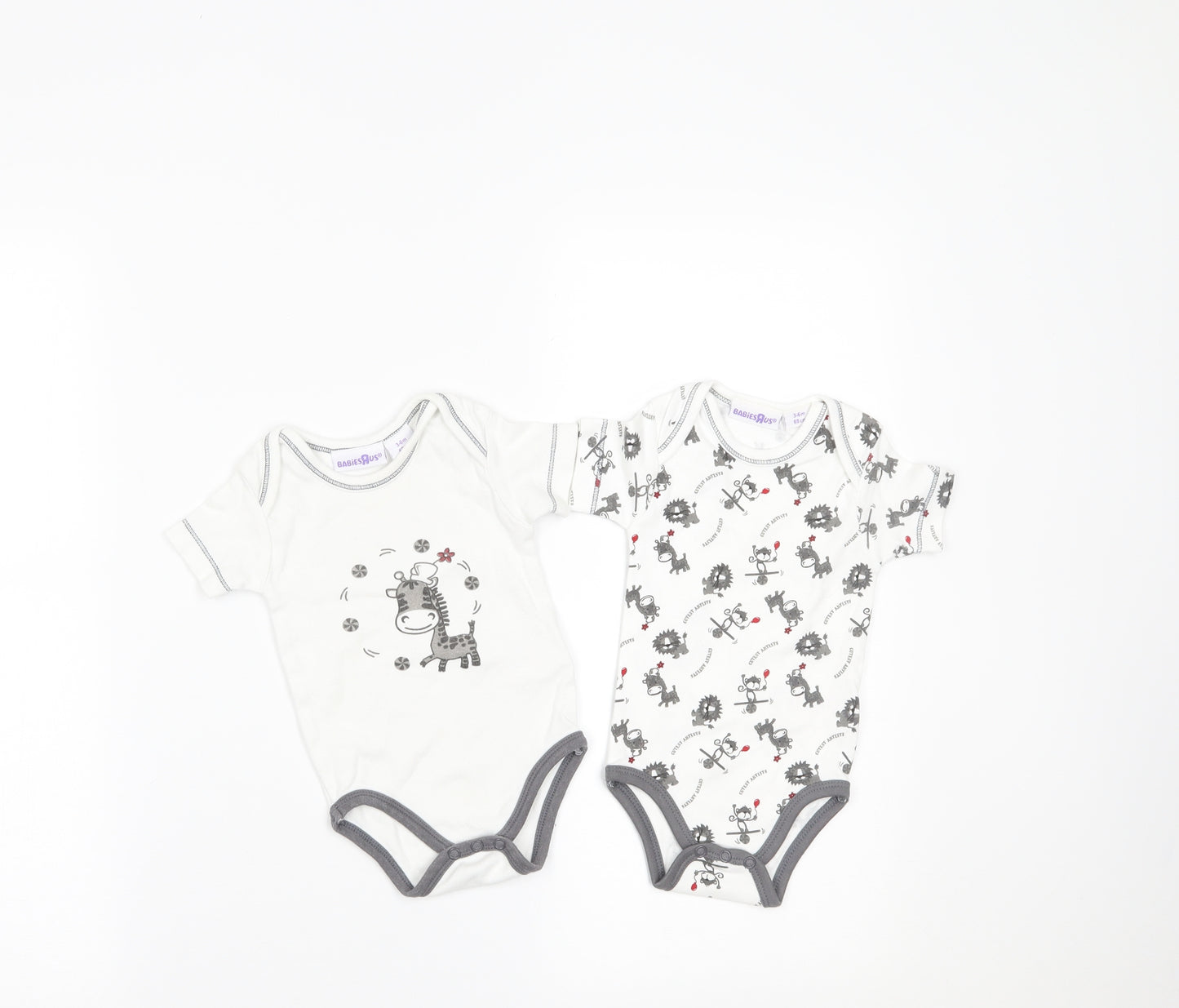Babys r us Boys White Geometric  Basic T-Shirt Size 3-6 Months  - PACK OF 2 VESTS