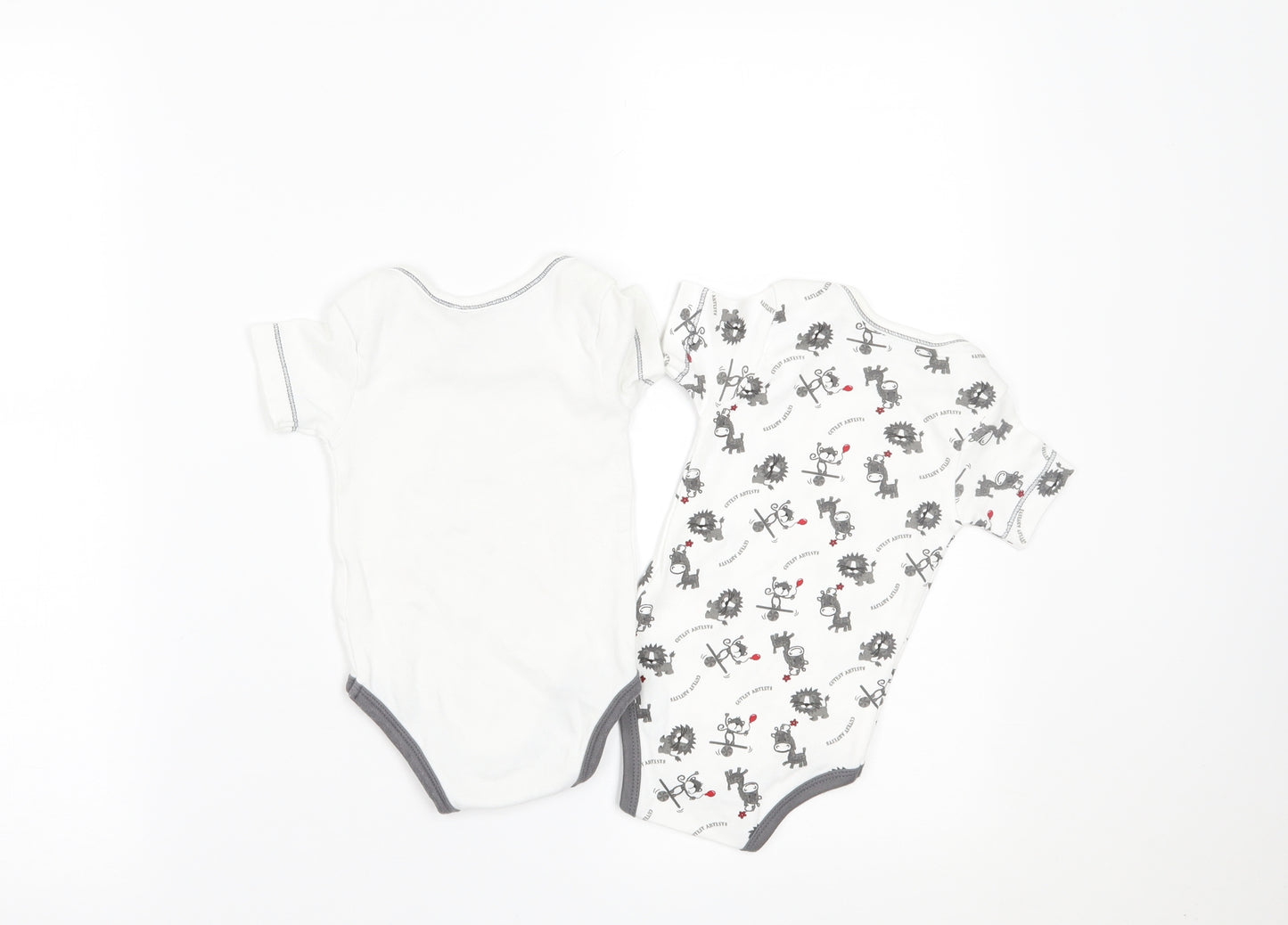 Babys r us Boys White Geometric  Basic T-Shirt Size 3-6 Months  - PACK OF 2 VESTS