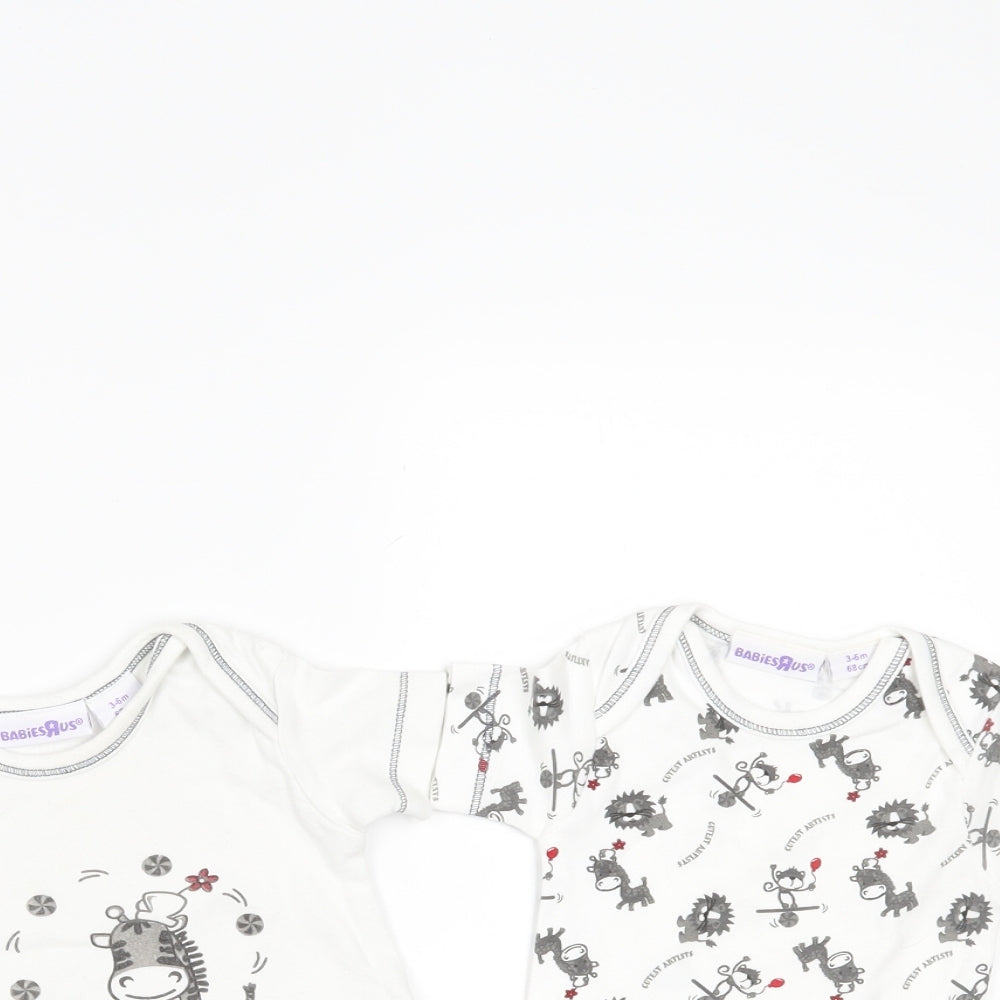 Babys r us Boys White Geometric  Basic T-Shirt Size 3-6 Months  - PACK OF 2 VESTS